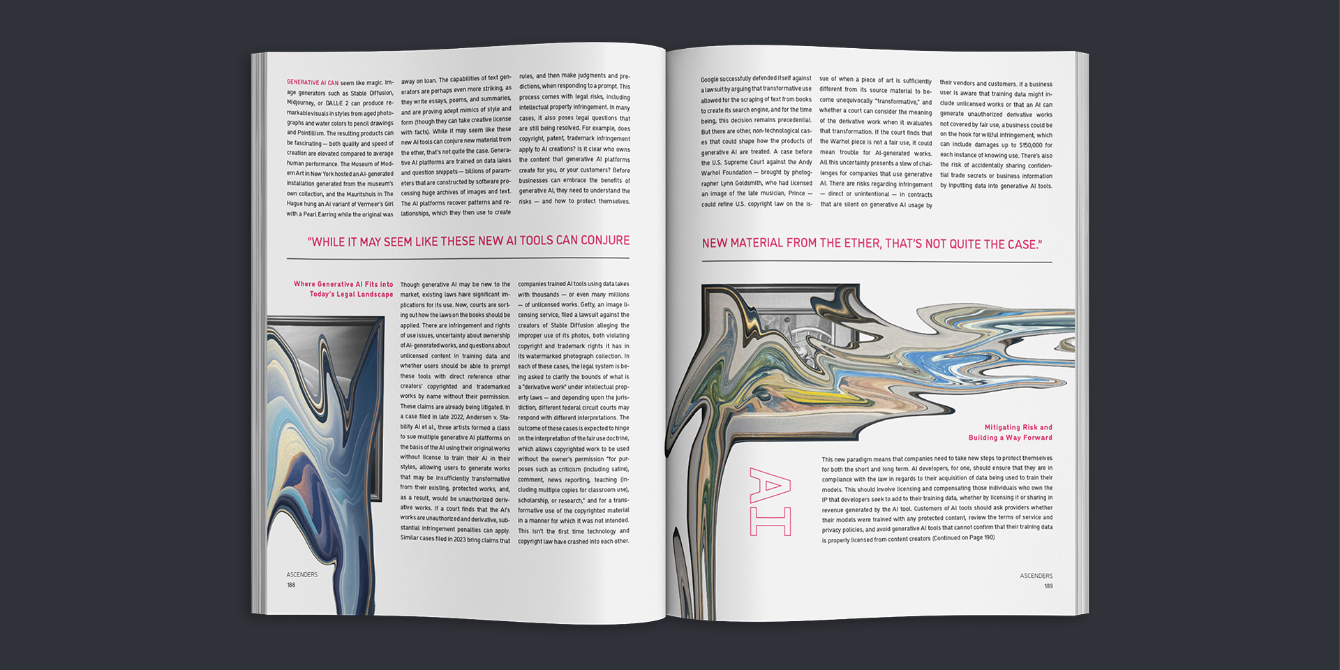Image of an editorial spread with gallery paintings melting. 2nd spread.