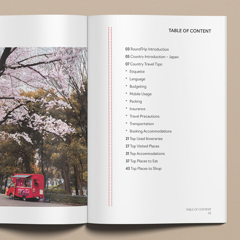 Image of the RoundTrip magazine spreads. Page 1