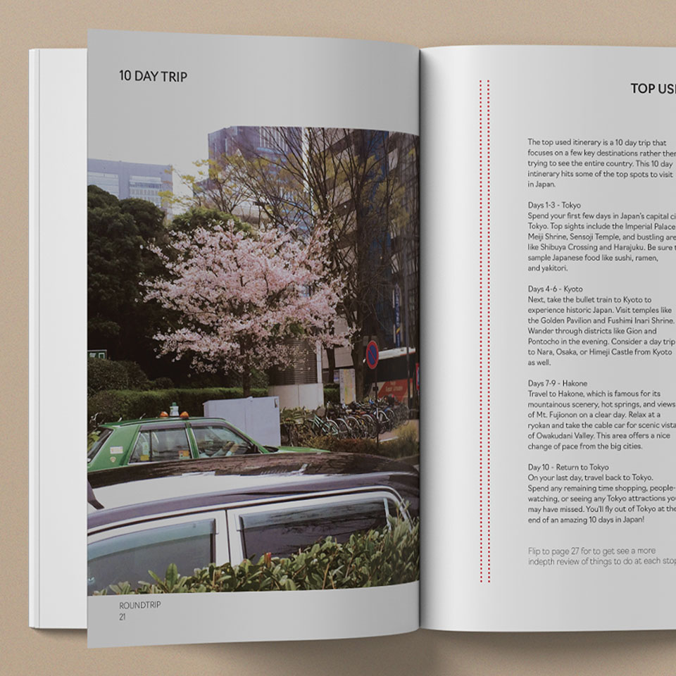 Image of the RoundTrip magazine spreads. Page 2.