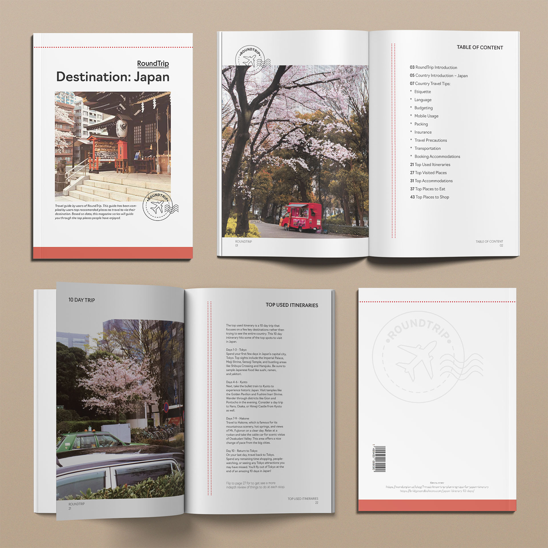 Image of the RoundTrip magazine spreads.